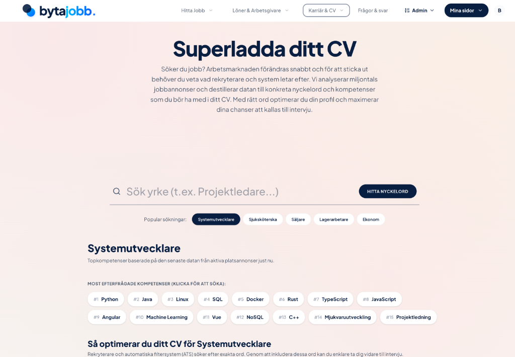 Superladda ditt CV med sökordstrender